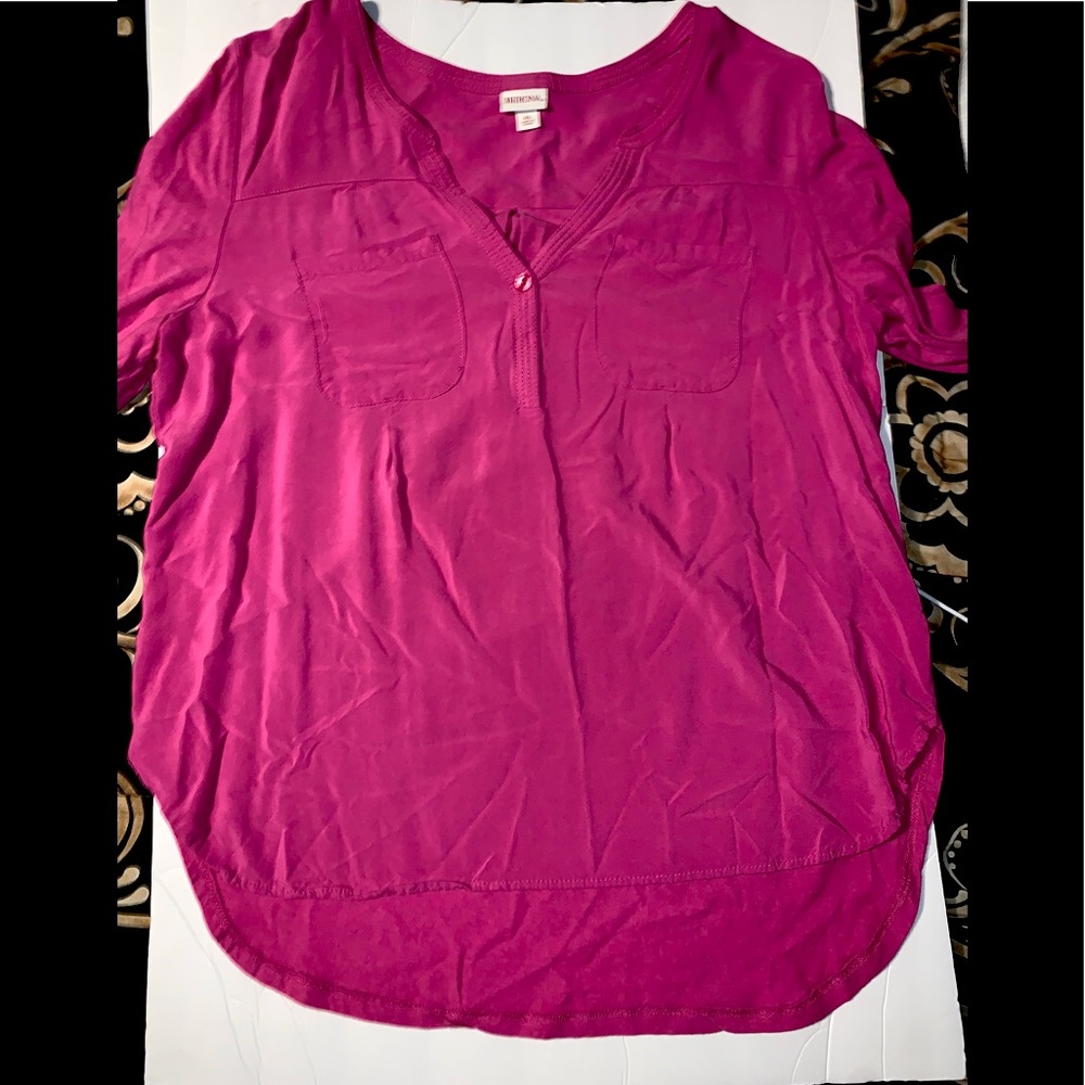 Blouse, mid sleeve, pink